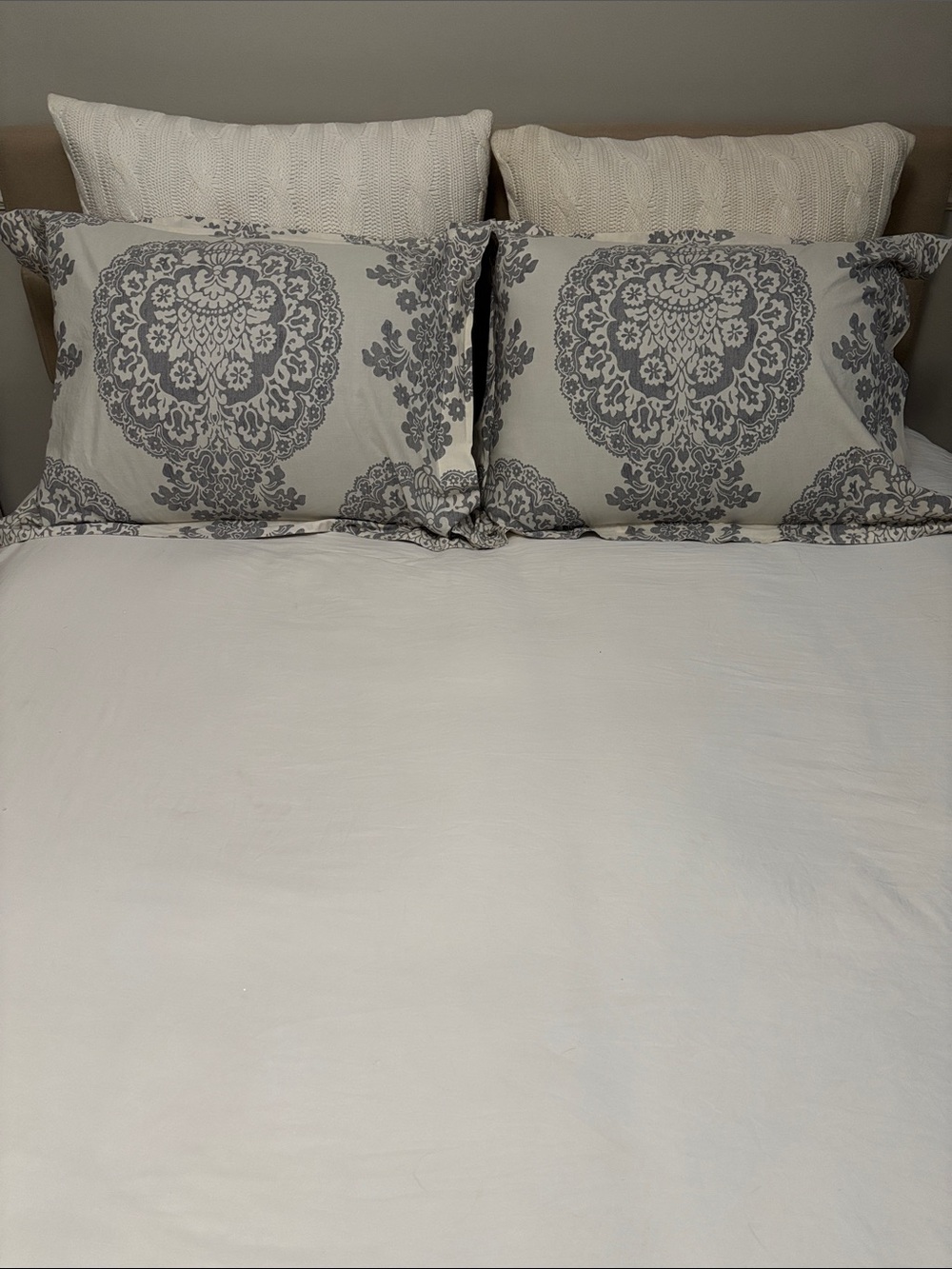 Pottery Barn Luciana Cream and Gray Pair of Standard Pillow Shams